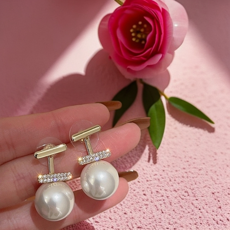 铜合金仿珍珠耳饰 孤品福利-珠珠耳环女轻奢小众高级感耳钉网红款