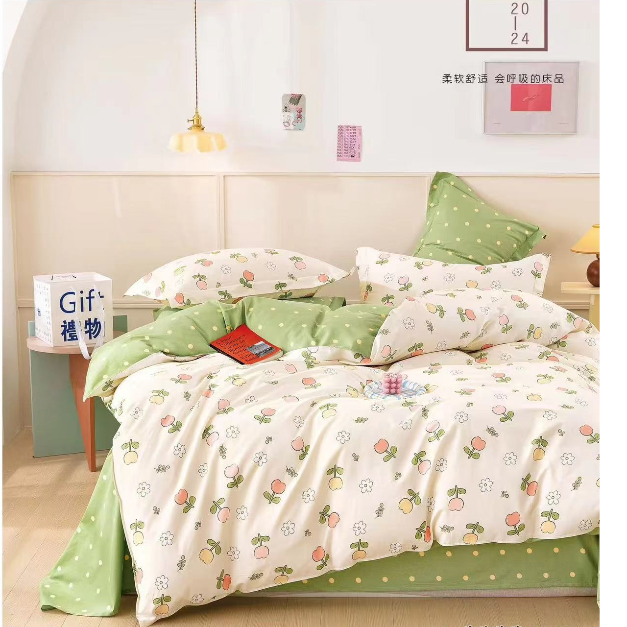 晟源定制 加密100%纯棉斜纹柔光棉-芬芳花蕾床单被套枕套床品