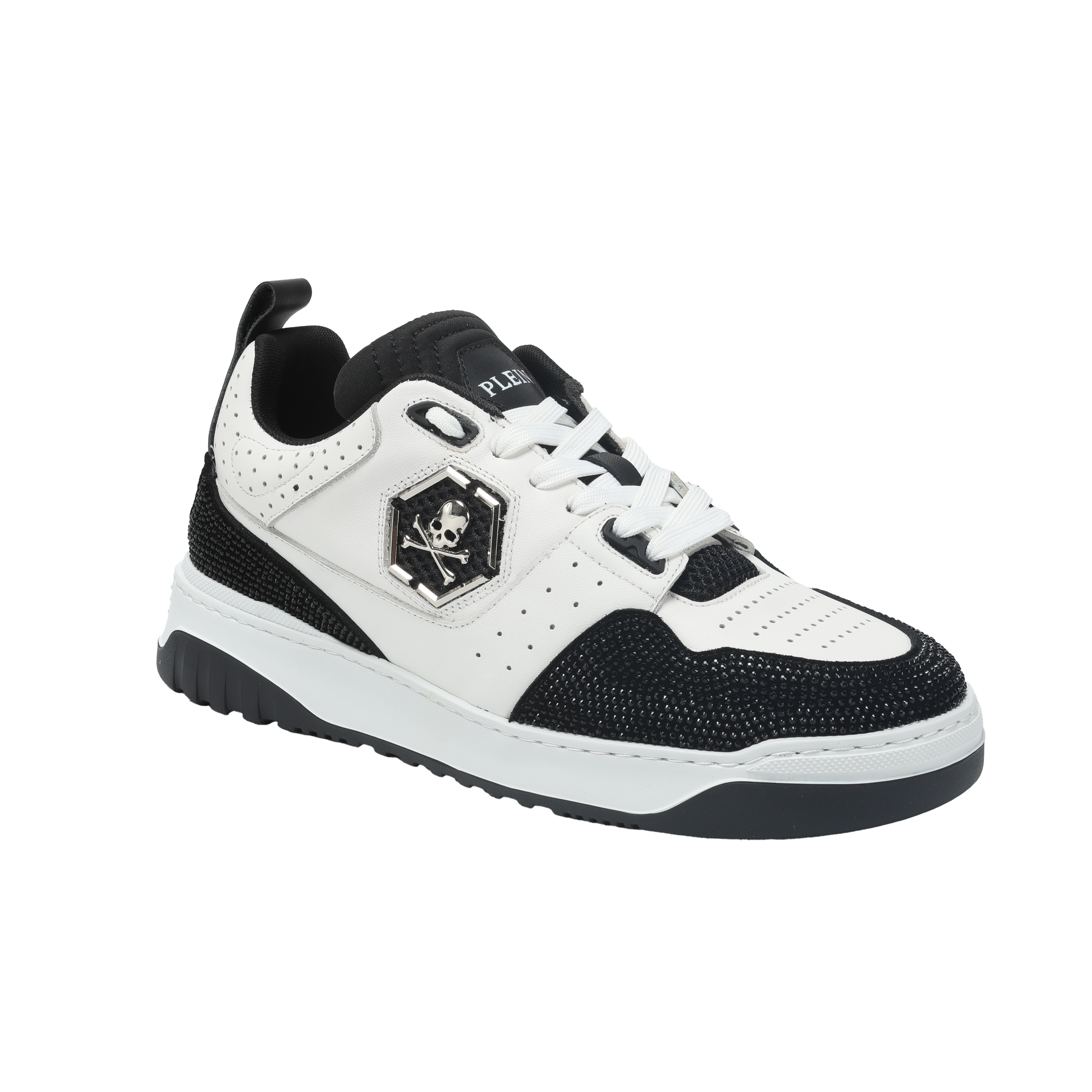 PHANTOM PLEIN经典时尚男士百搭牛皮厚底低帮钻面四季休闲鞋