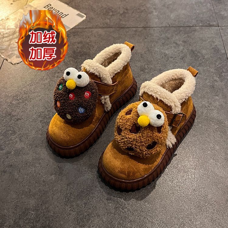 网红卡通雪地靴女2023年秋冬季加绒厚底松糕防滑毛毛棉鞋保暖棉靴