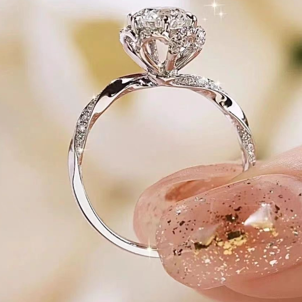 925银莫桑石银制品 莫桑戒【虞美人】0.5-1克拉D色女款气质浪漫情缘