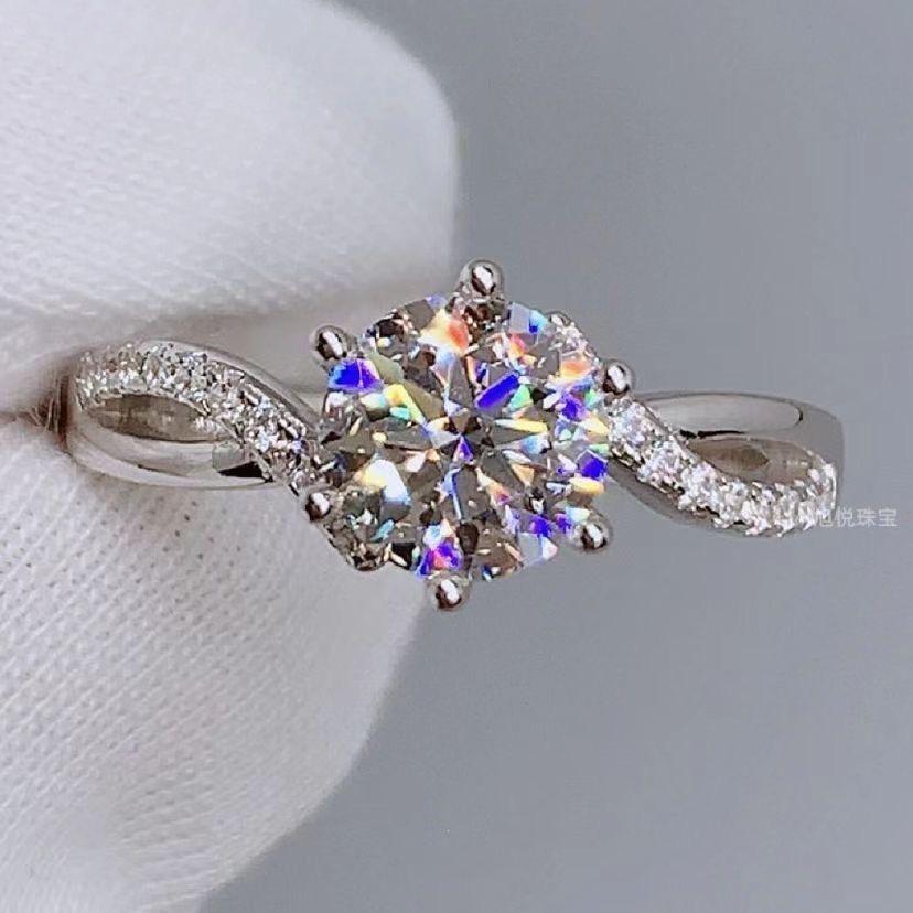 925银莫桑石银制品 莫桑戒【诗诗六爪】0.5-2克拉高品质D色莫桑戒