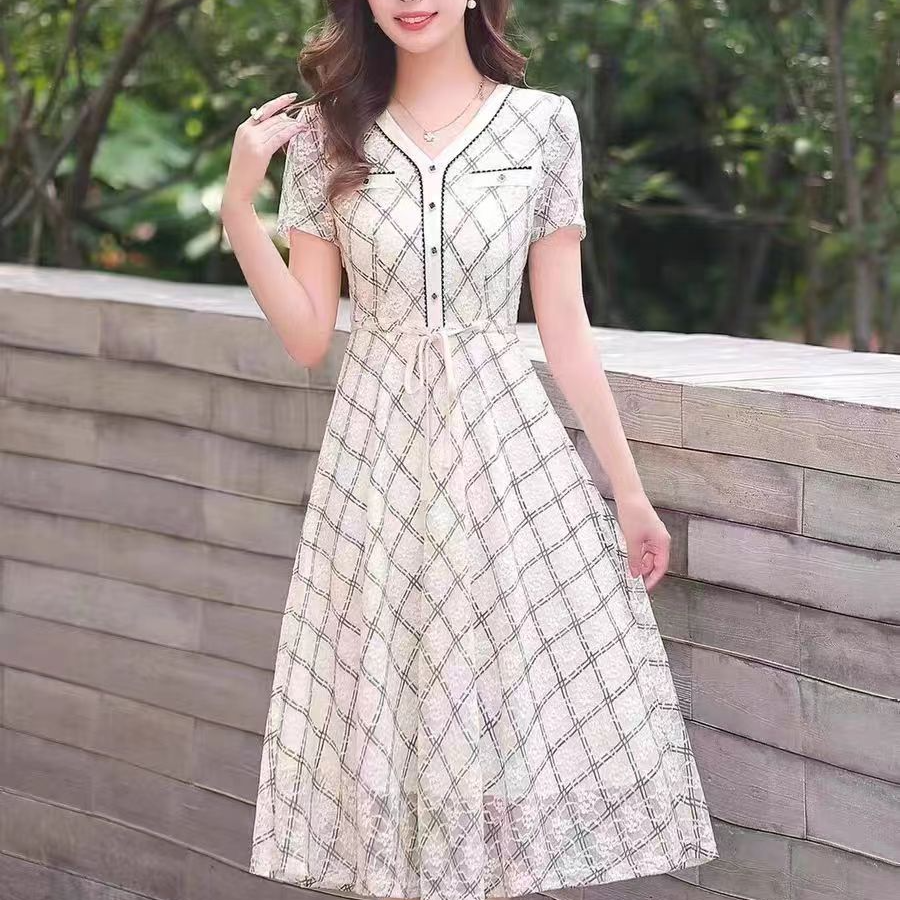 女士显瘦长裙气质时尚复古夏季