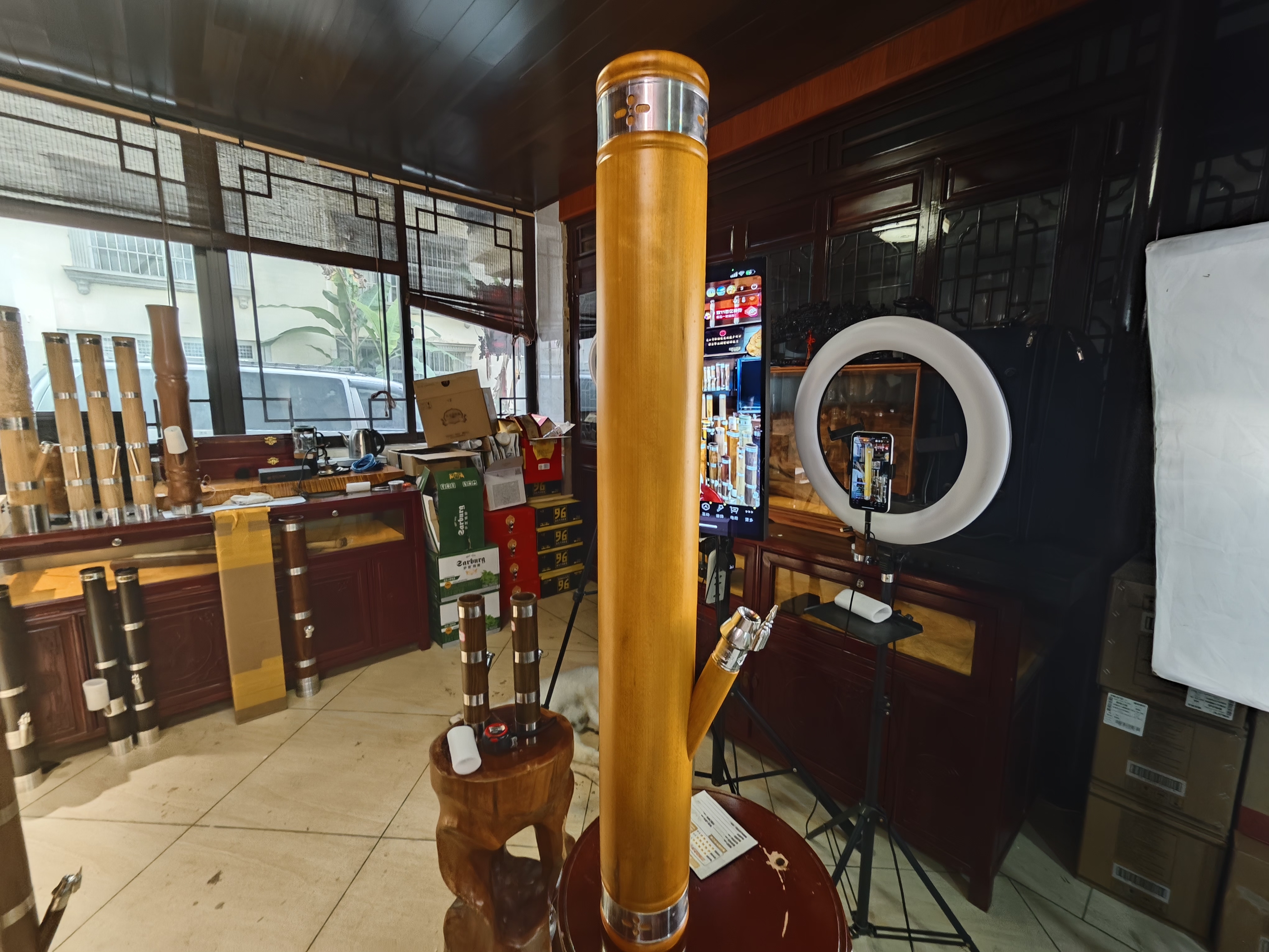 黄金楠木两道箍穆老爹非遗工艺水筒筒