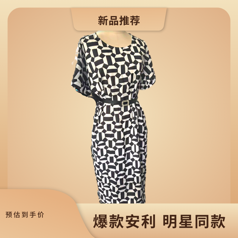 优雅法式时尚高级感轻奢显瘦气质大码时尚显瘦女士连衣裙印花9905