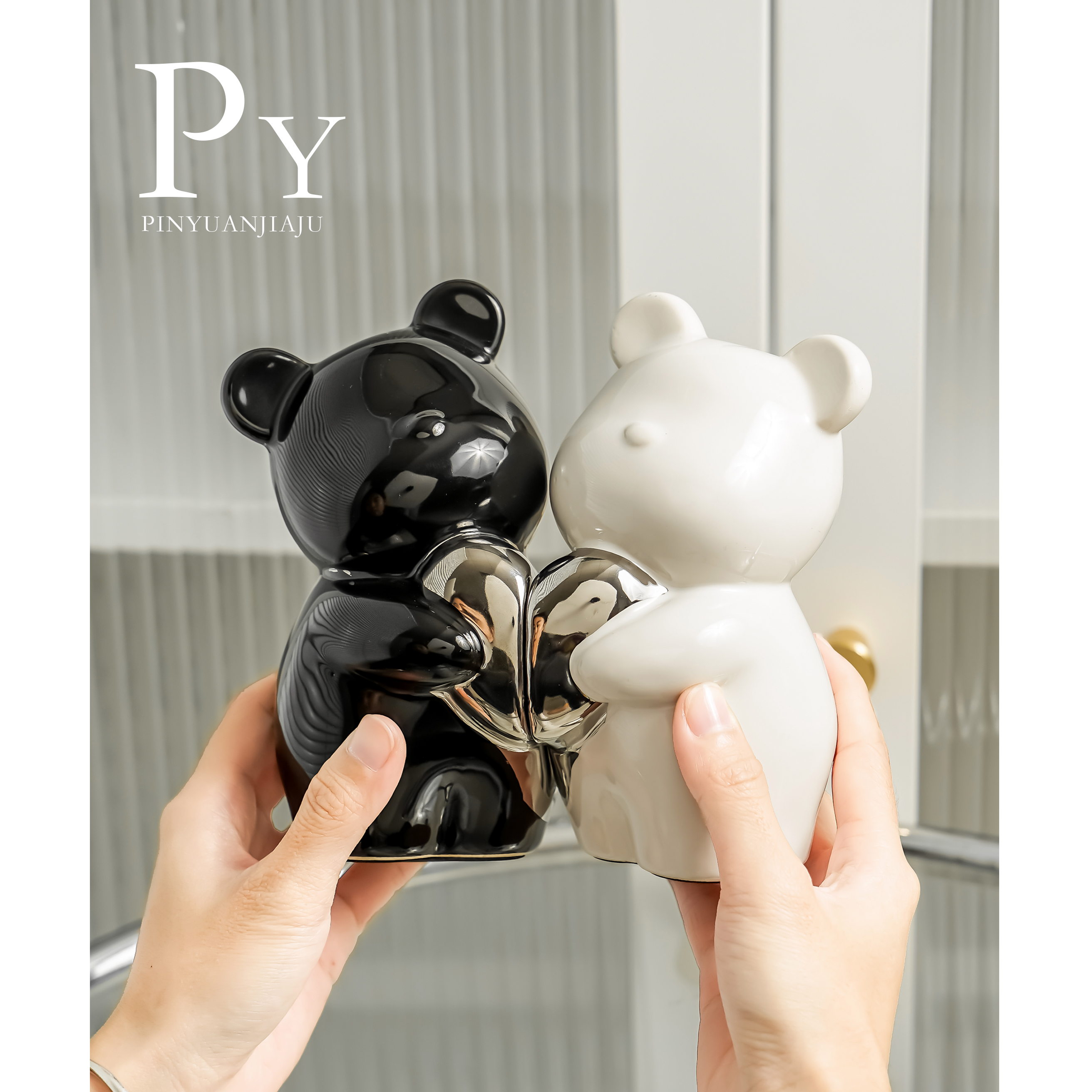 原创设计暴力熊书立摆件陶瓷家居轻奢客厅电视柜酒柜装饰品摆件