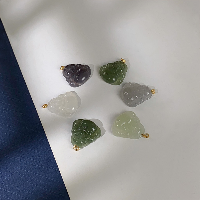 1888/(ZY888-445)和田玉时尚精美18k镶小佛公吊坠/多样性发货/1件