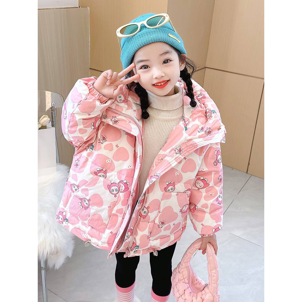 巴拉巴拉女童冬装羽绒服2023新款洋气冬季儿童宝宝韩版卡通白鸭