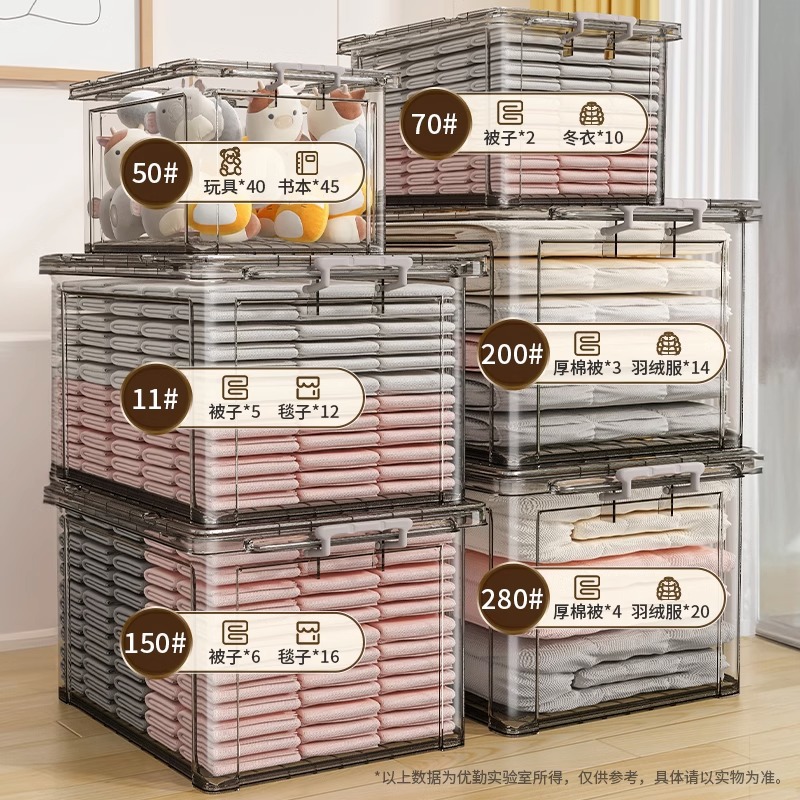 猫容收纳箱家用塑料收纳盒衣柜衣物大容量玩具零食整理棉被储物箱