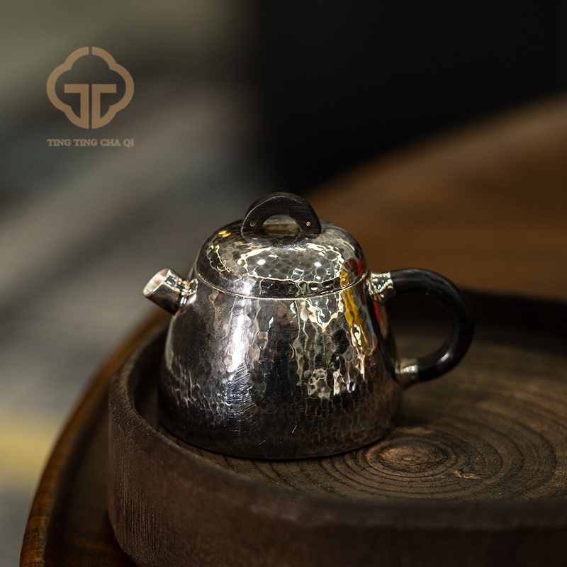 山霁无岚 炮口石瓢壶 100cc 家用泡茶茶具银壶