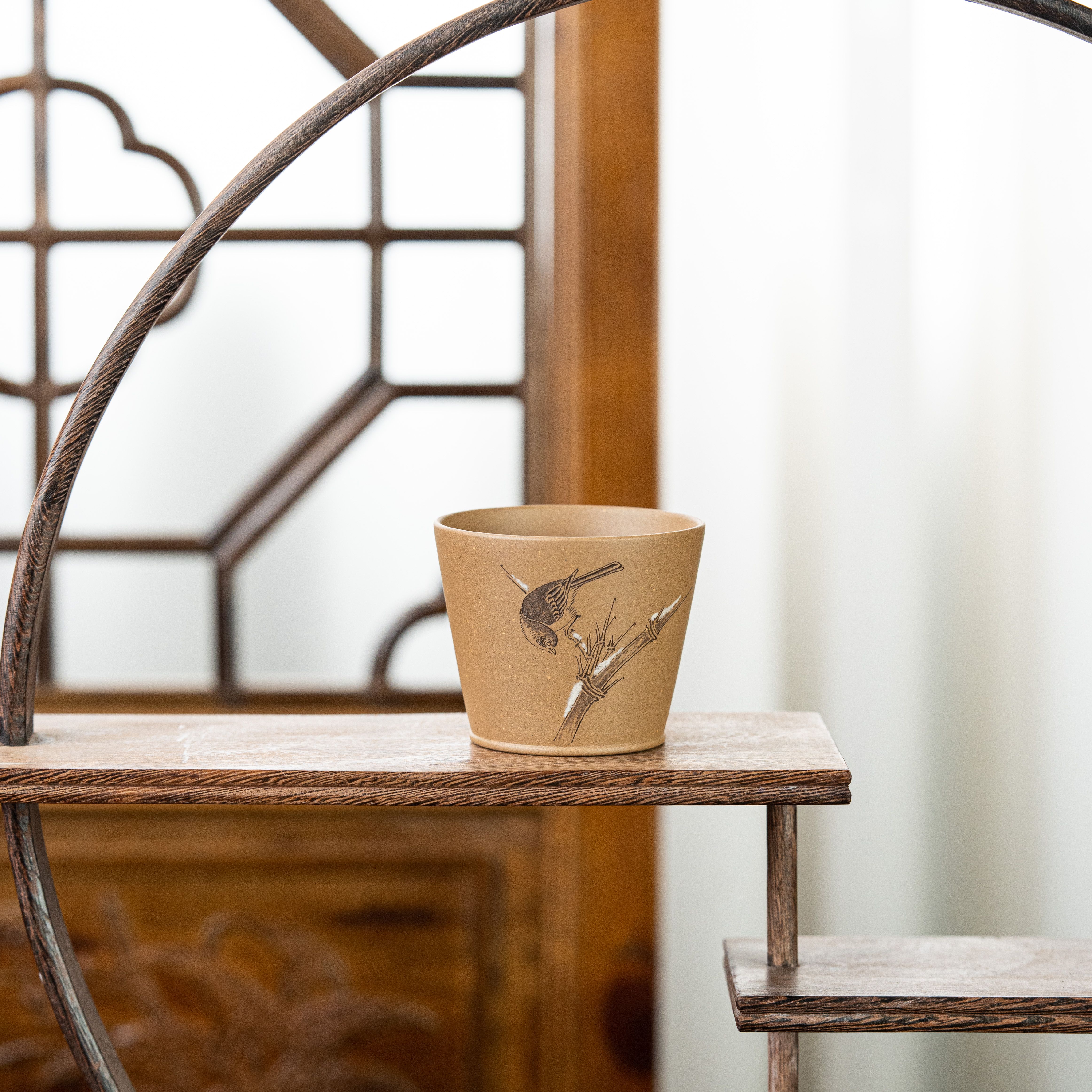 【宋韵今辉】静笃杯 查越刻 老段泥 103cc 紫砂主人杯家用茶周边