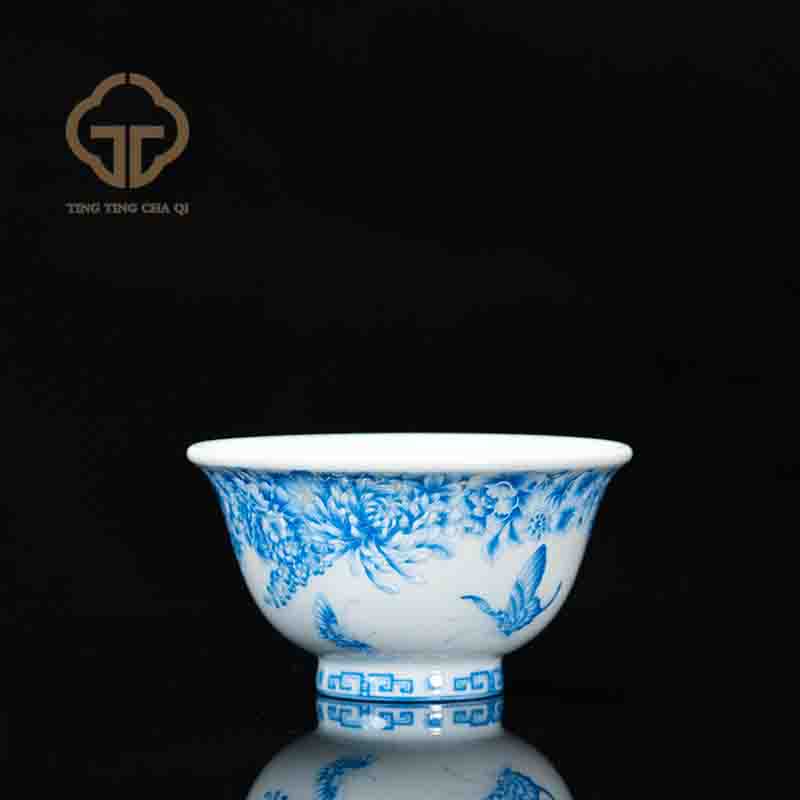 一儒堂 蝴蝶万花压手杯 120cc 瓷器家用茶具