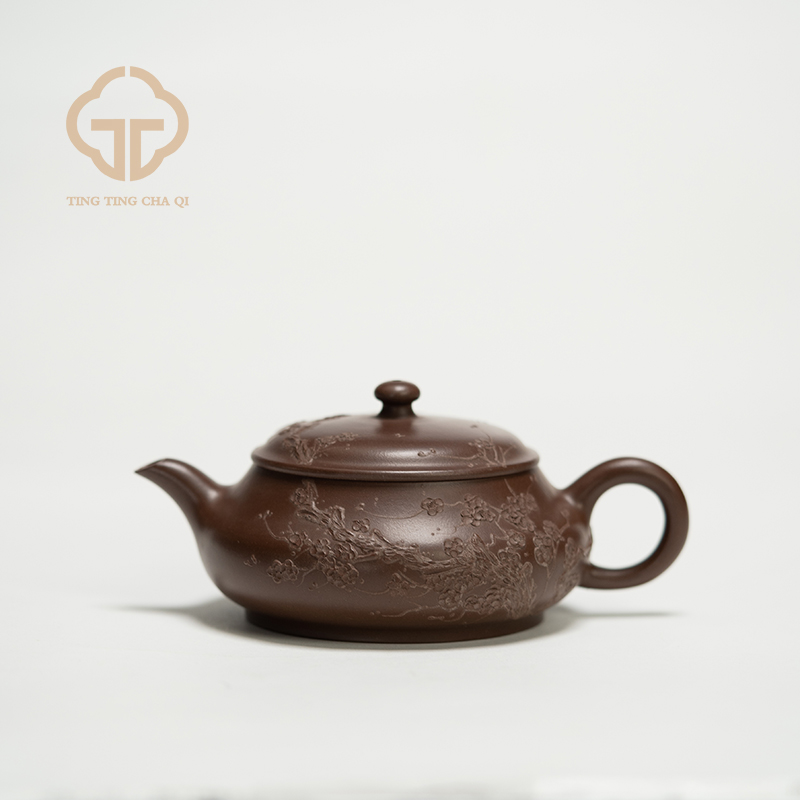 【珽仓破价】泥绘明炉 王亮制 紫泥 220cc 紫砂壶*P