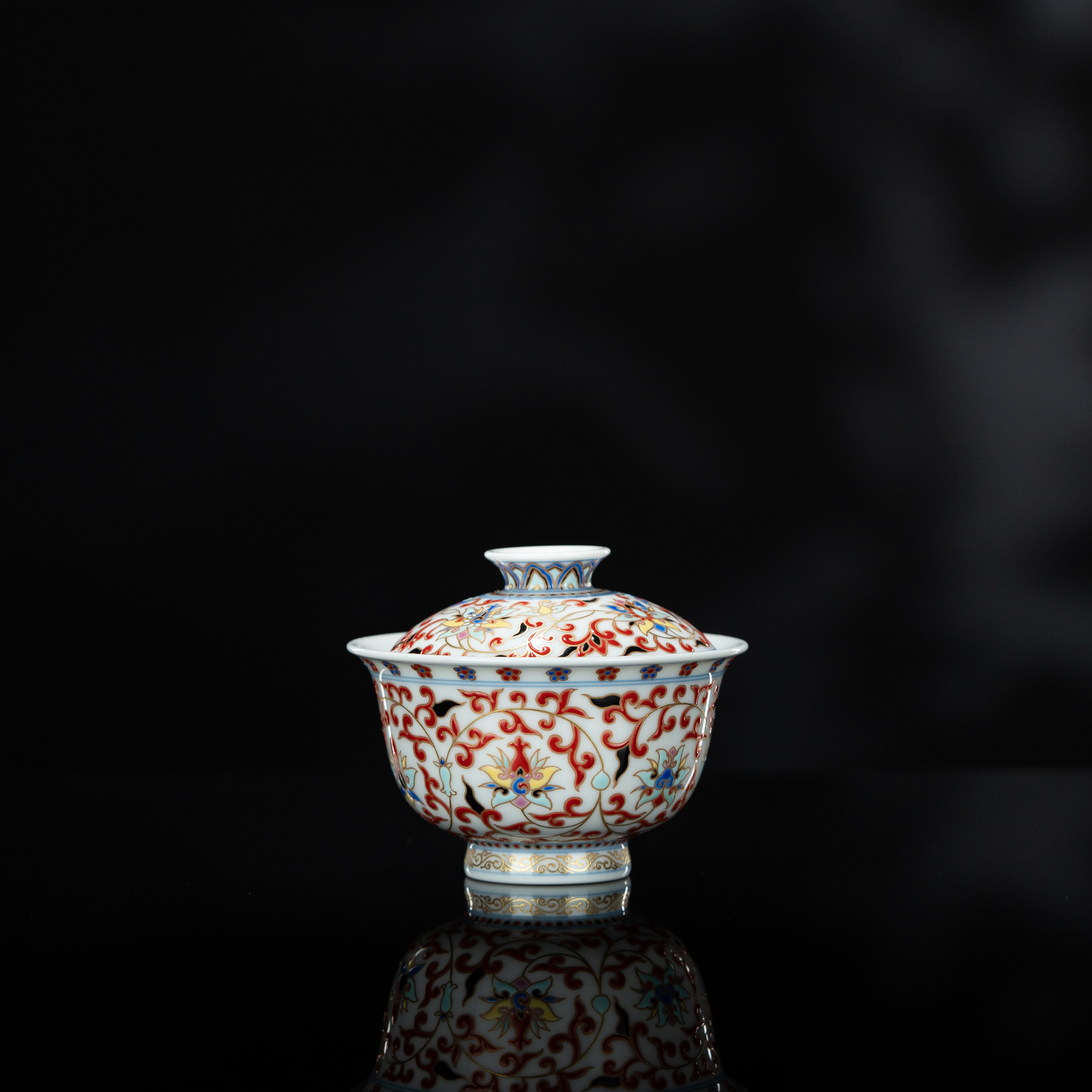 一儒堂 掐丝珐琅宝石彩小盖碗 155cc 瓷器家用茶具