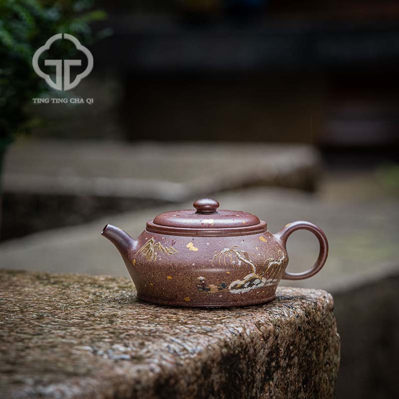 【玉呈窑】曼殊（雪景）周华强制  洒金柴烧 170cc家用紫砂壶