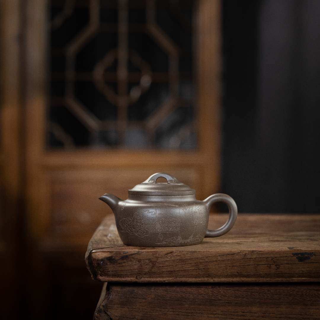 前墅龙窑 锦云壶 许彩琴·范家 老青灰 175cc 紫砂壶