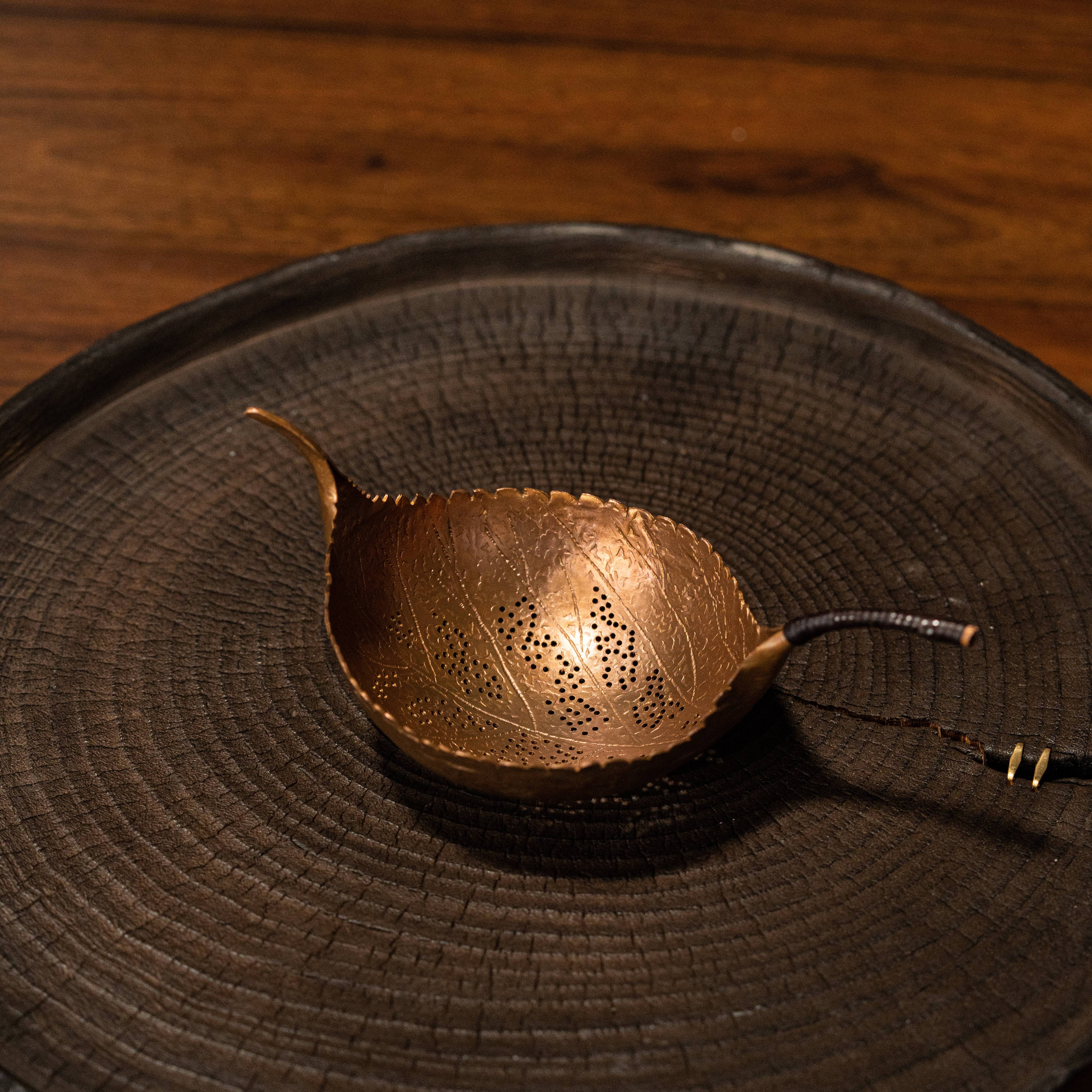 紫铜树叶茶漏 铜器茶道器具 家用茶周边pmz