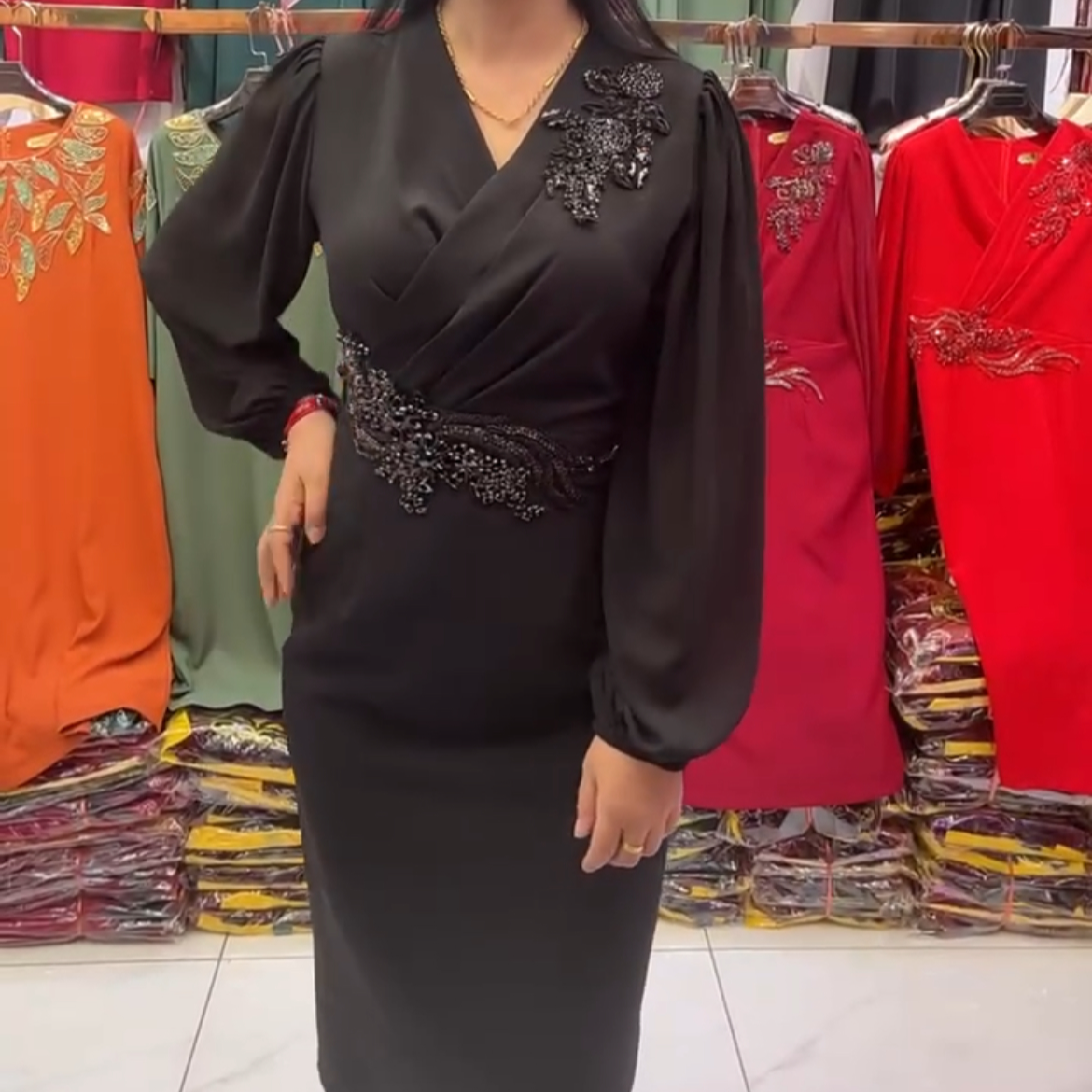 【艾力说衬衣】时尚气质长袖女士带珍珠连衣裙24-27款