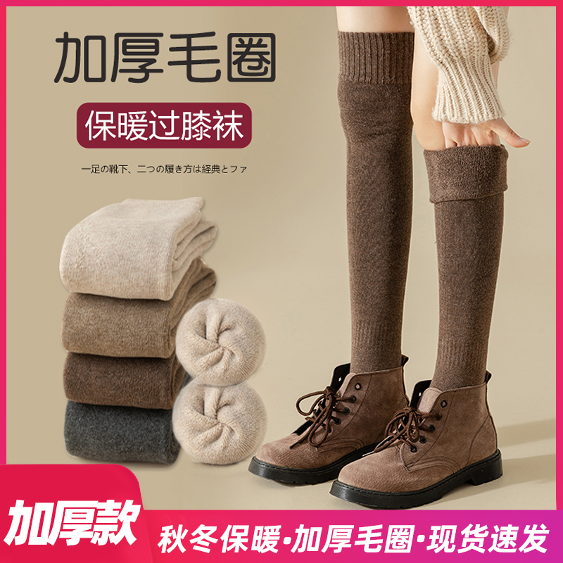 加厚毛圈保暖护膝小腿袜子女秋冬款长筒大腿袜女袜百搭护腿护膝袜