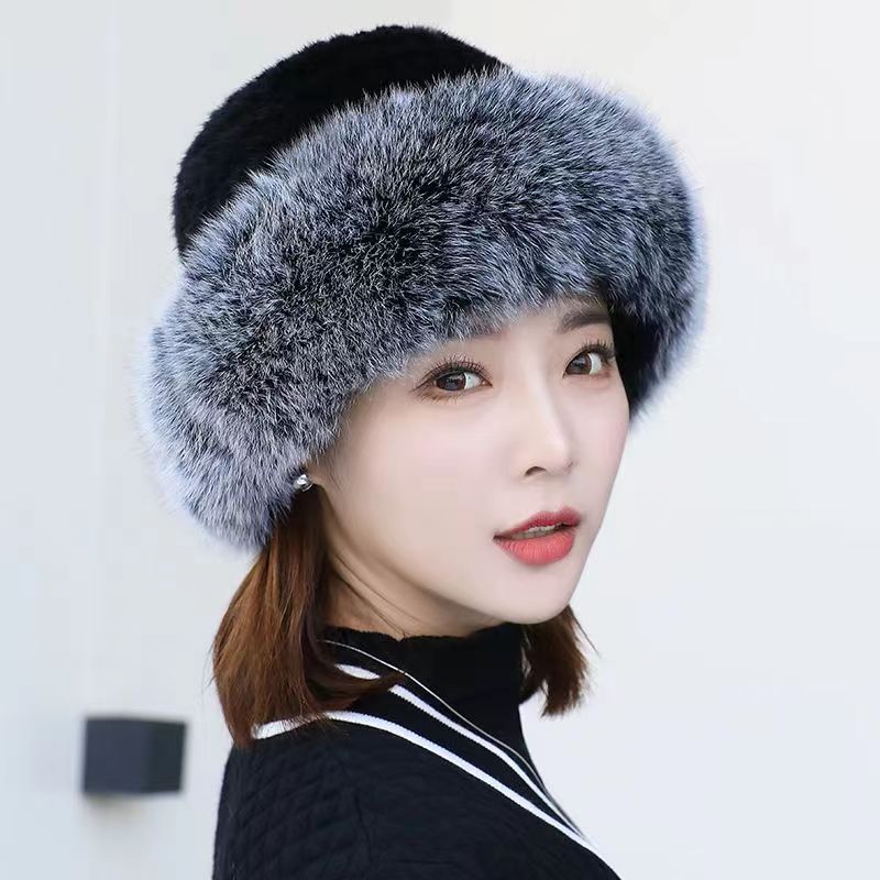 水貂毛帽子女士秋冬貂毛公主帽渔夫帽韩版时尚百搭保暖帽防寒盆帽