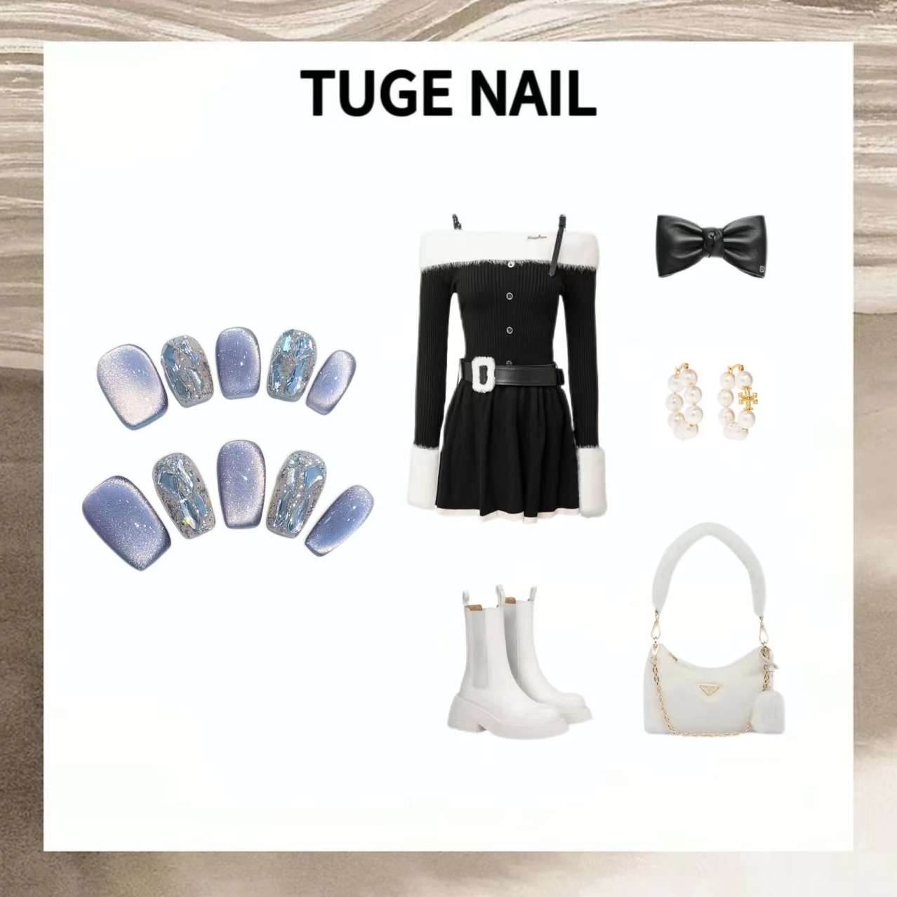 TugeNail“媚紫星辰”秋冬氛围感猫眼极简复古设计师穿戴甲甄甄专属