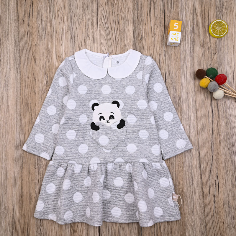 DW国内单 女宝春秋空气棉长袖连衣裙式上主 女童可爱翻领公主裙子