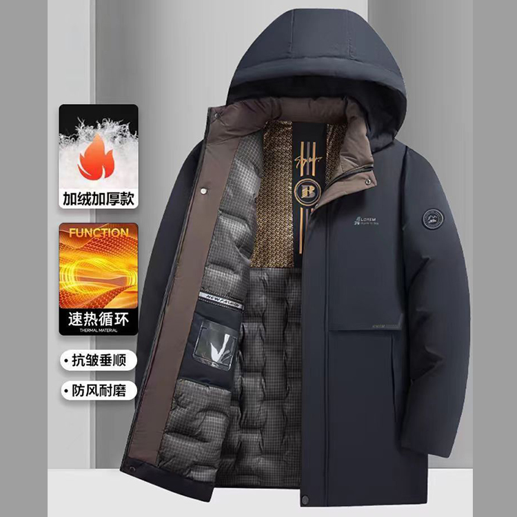 男士棉衣外套加棉加厚石墨烯脱卸帽棉服爸爸装