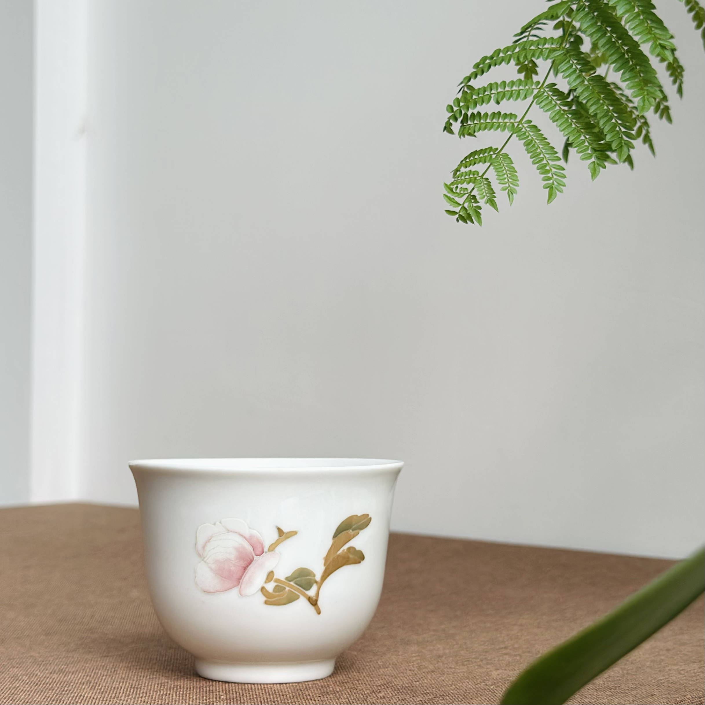 醴陵老瓷器陶瓷研究所玫瑰花小茶杯功夫茶杯老货微瑕