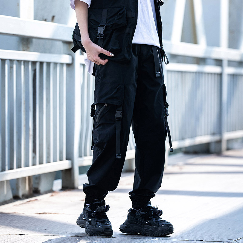 国潮牌工装裤男春夏季美式休闲长裤冲锋伞兵裤机能风束脚裤子