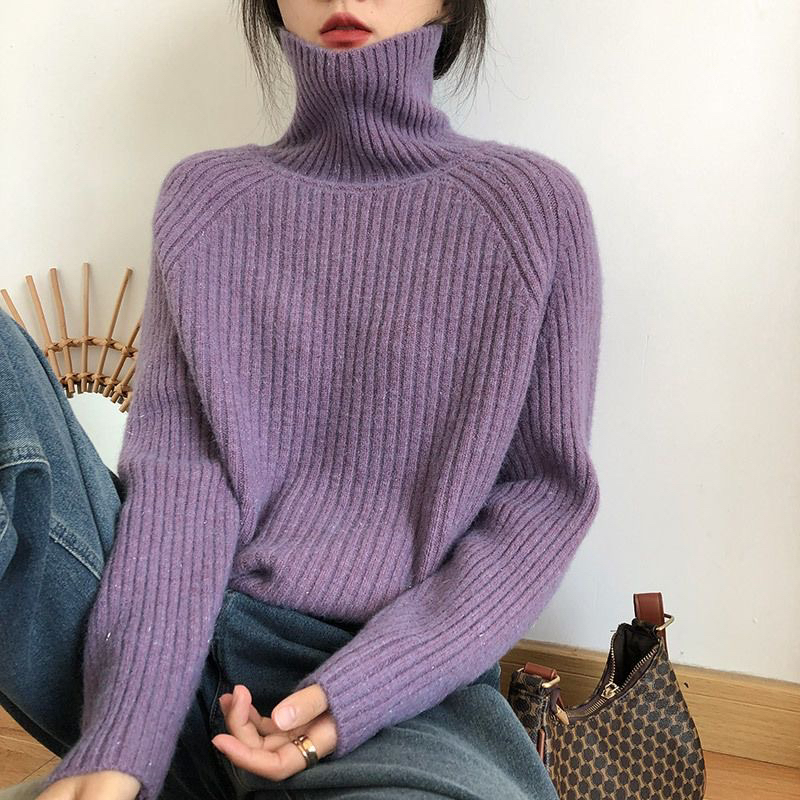 【小扬家推荐】加厚保暖高领亮丝毛衣女秋冬新款慵懒风高级感纯色打