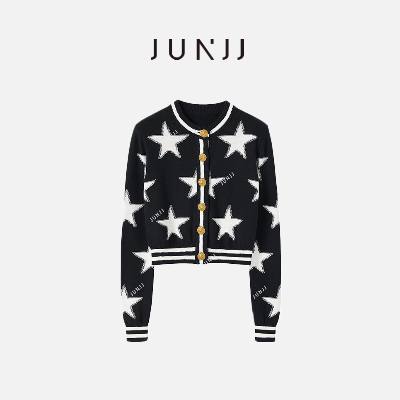 JUNJJ【满天星空】2024长袖休闲时尚设计针织气质百搭轻奢女装