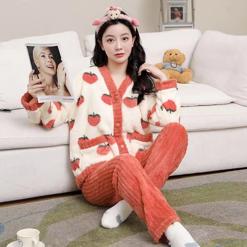 秋冬甜美居家加厚两件套家居服