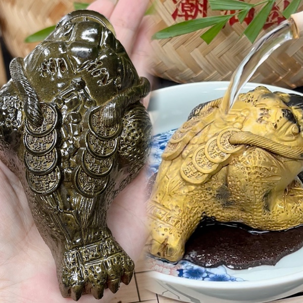 紫砂金蟾变色茶宠茶桌茶台可养蟾蜍摆件手工茶道金蝉茶具配件招财