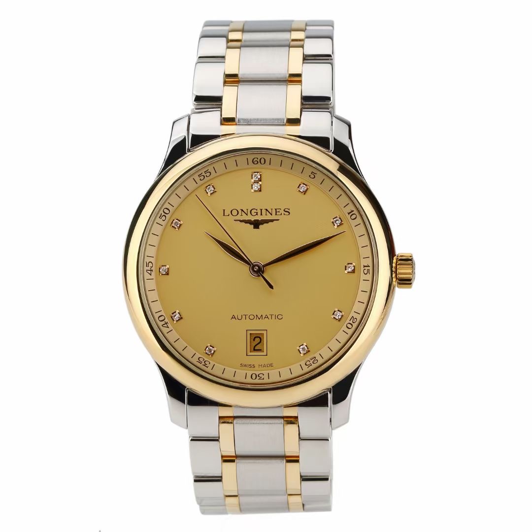 99新 Longines/浪琴 浪琴18k金钻/名匠系列/38.5男士/机械表/带钻