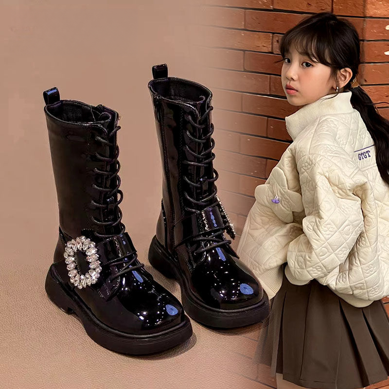 2023女童长靴冬季加绒保暖女孩高筒靴二舒适软皮冬靴洋气靴子百搭