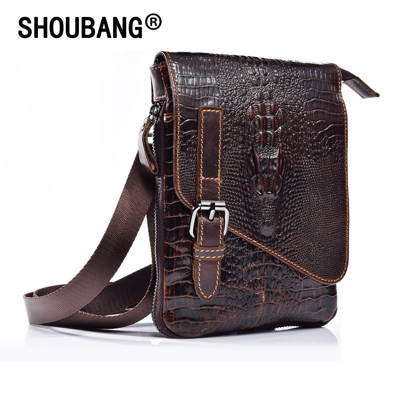 B.Z/邦尊 新款真皮男士腰包鳄鱼纹穿皮带单肩斜跨包手机腰包 611