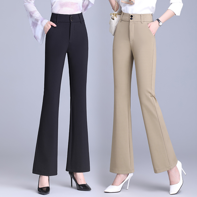 6918春秋新款2025年高腰宽松显瘦弹力百搭时尚休闲微喇裤女