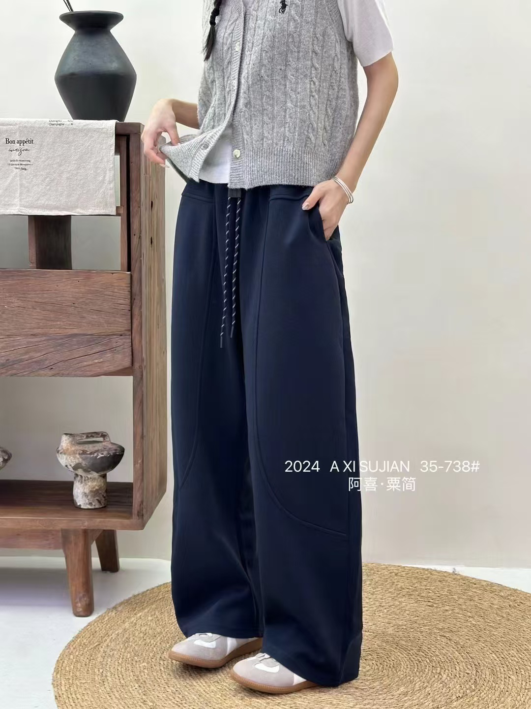 可可家春夏新款休闲弯刀卫裤显瘦遮肉时尚百搭