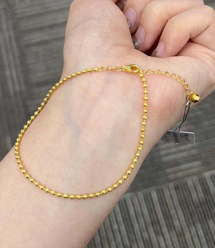 足金999 车花珠手链