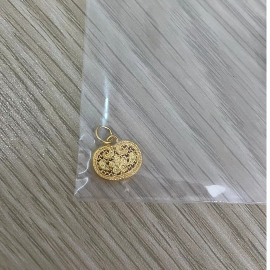 足金999 有钱花锁包吊坠