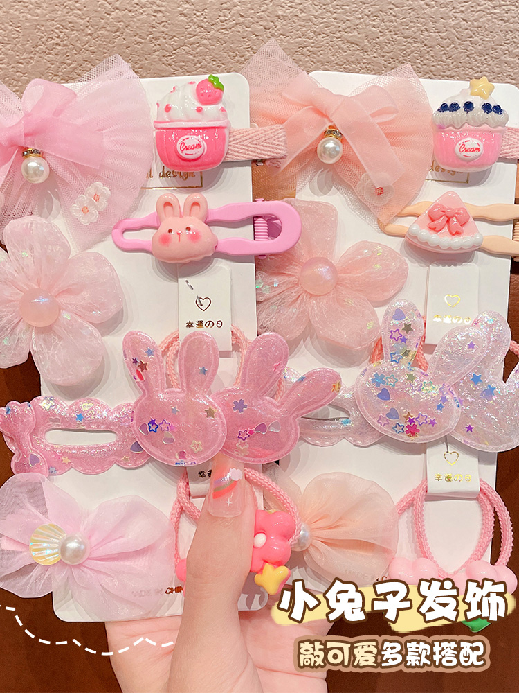 儿童蝴蝶结发夹发饰公主卡通花朵可爱BB夹女孩不伤发侧边夹头饰