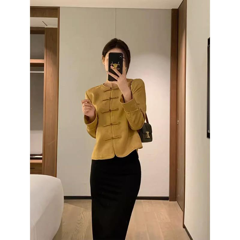春秋款高级感新中式中国风唐装盘扣复古外套女装2023新款爆款衬衫