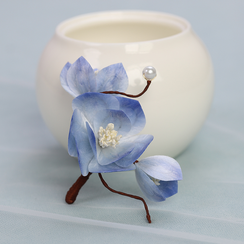 木池秋夏【青烟】原创非遗绒花软簪中式日常配饰古风饰品手工发簪