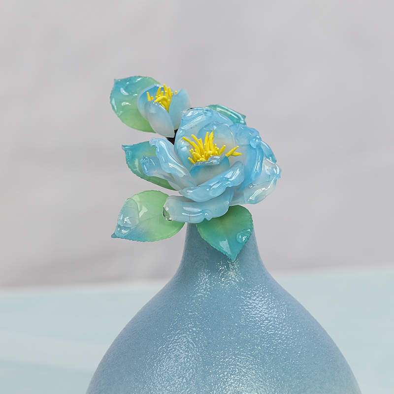 木池秋夏【蓝山茶】原创热缩花簪发簪汉服发钗古风头饰手工簪子软簪