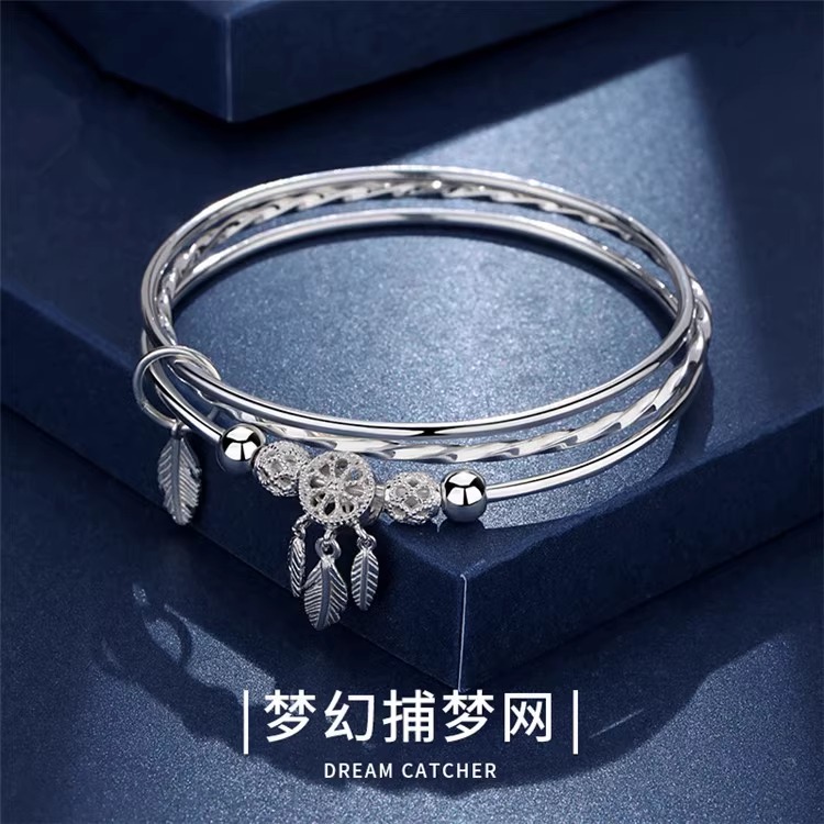 足银手镯 9999纯银手镯女实心闭口三生三世送女友情人节生日礼物