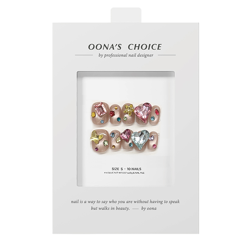 【小猴子全华】华子满钻多巴胺炫彩美甲玻璃珠猫眼圣诞氛围感穿戴甲