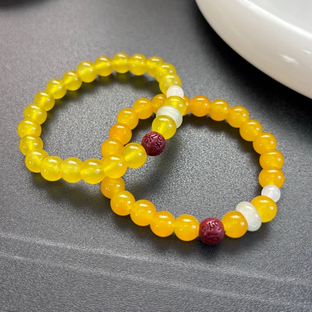 非金属玻璃手链 琉璃素圈搭配六字真言百搭显白过中式手链女款