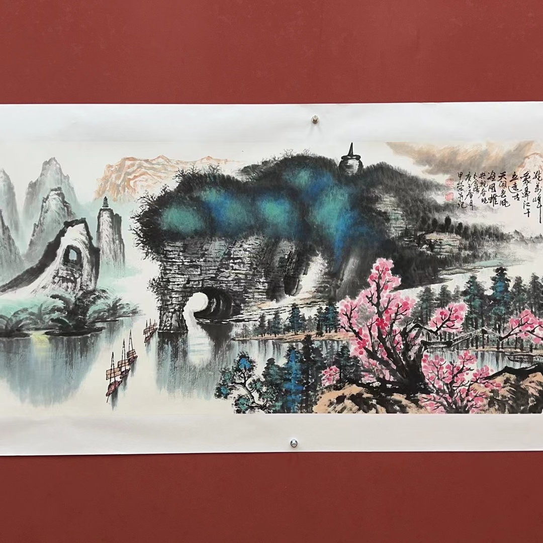  何甲荣作品 象山水月 小八尺