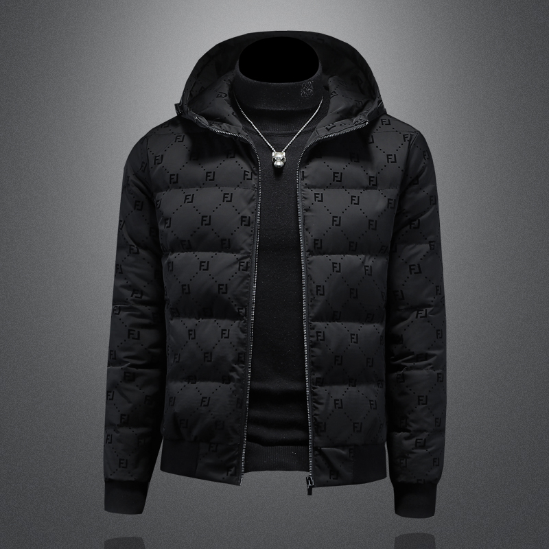 冬季欧洲站轻奢保暖羽绒服男款加厚冬装2024新款潮流短款连帽外套