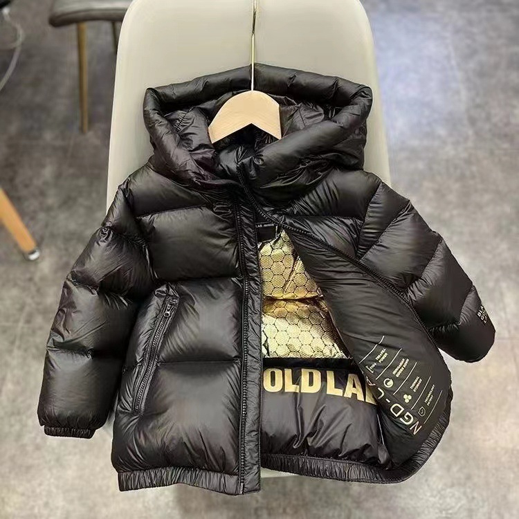 儿童黑金加厚加绒棉服男女中大童短款面包服冬季洋气保暖外套时尚